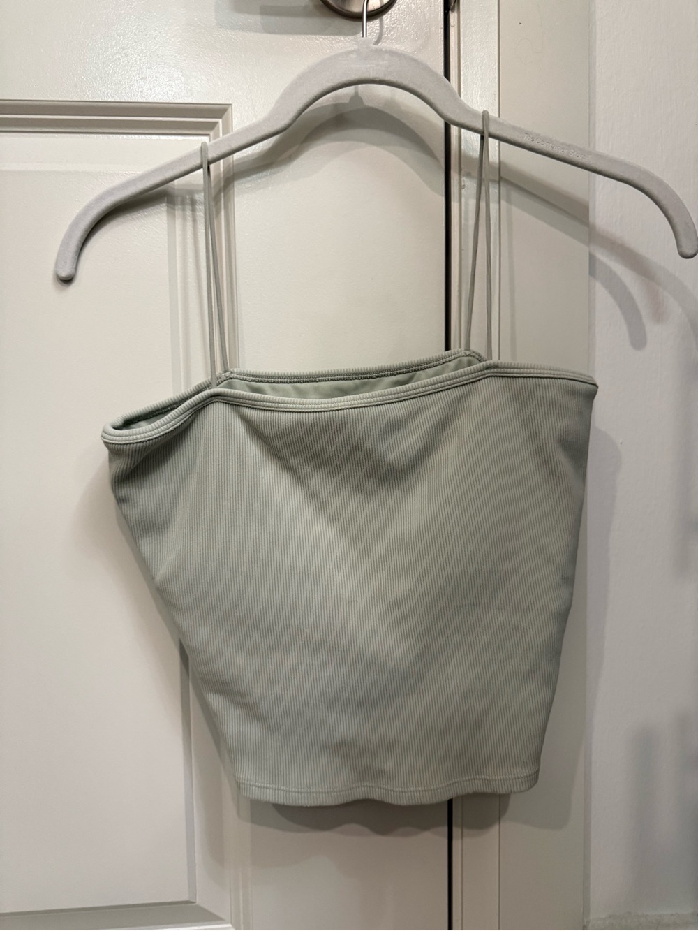 Alo Yoga Ribbed Limestone Spaghetti Strap Crop Top